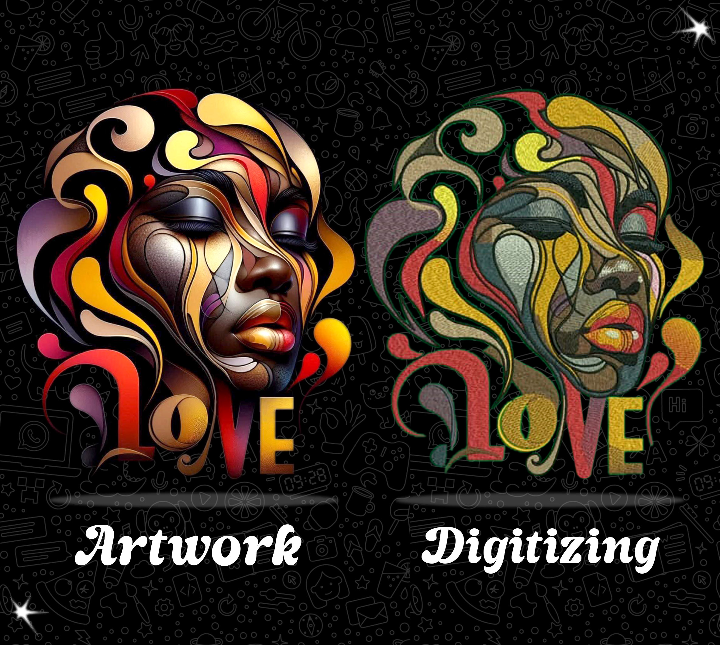 LOVE FACE ARTWORK , DIGITIZING